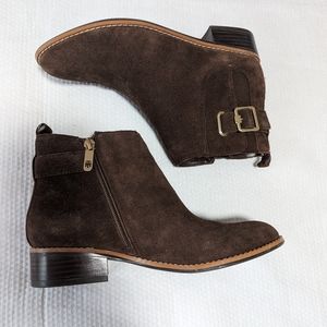 Tommy Hilfiger Womens Terez Block-Heel Zip Booties, KHAKI, Size 6M